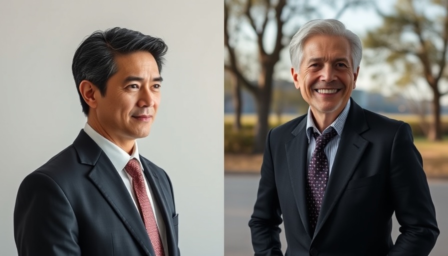 Juxtaposed portraits reflecting AI news perspectives.