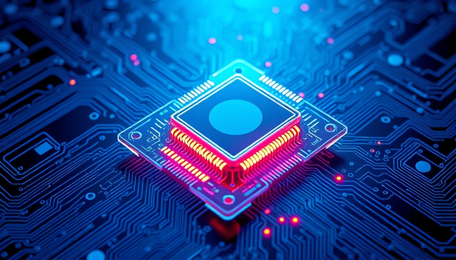 Futuristic motherboard showcasing AI agents in PCs.