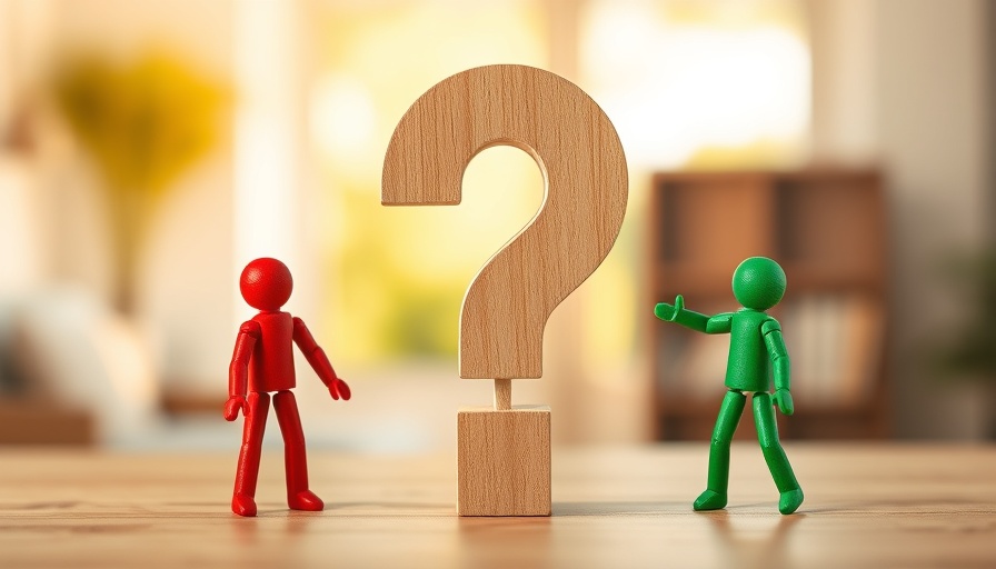 Wooden figurines and question mark; uncertain housing market conditions.