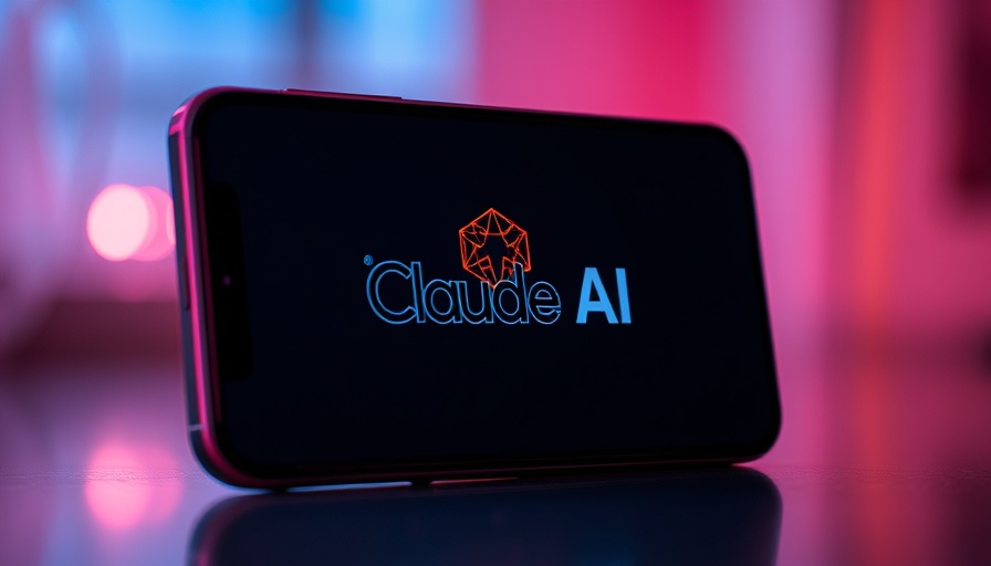 Claude AI logo on smartphone screen with vibrant digital art.