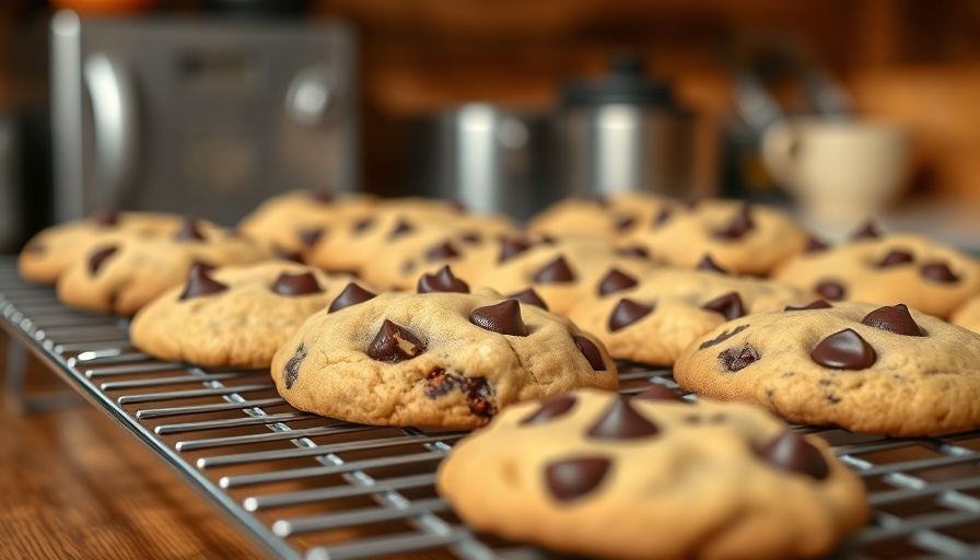 Chewy chocolate chip cookies cooling on a rack, home cooking recipes
