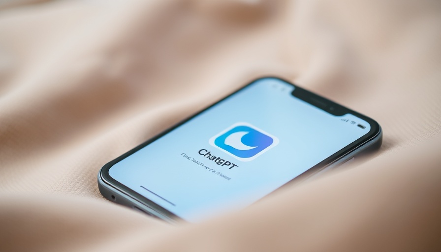 Smartphone displaying ChatGPT app icon with minimal background.