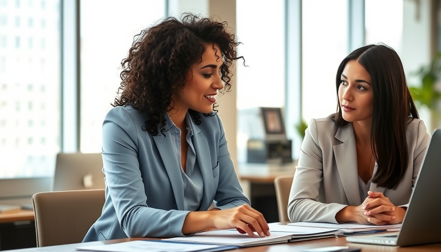 Two women discussing closing costs in an office.
