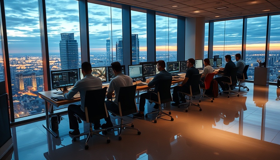 Team of programmers at work in high-rise office developing anthropic AI