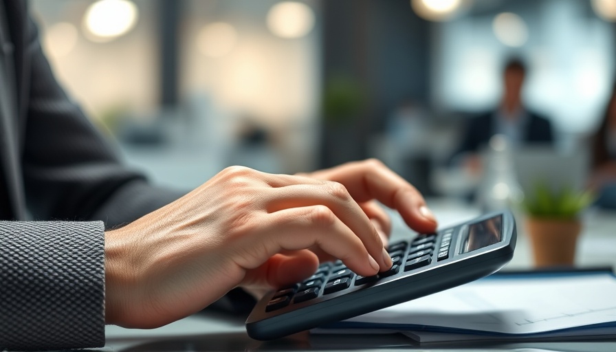 Close-up of hand using calculator, analyzing affordable housing market trends.