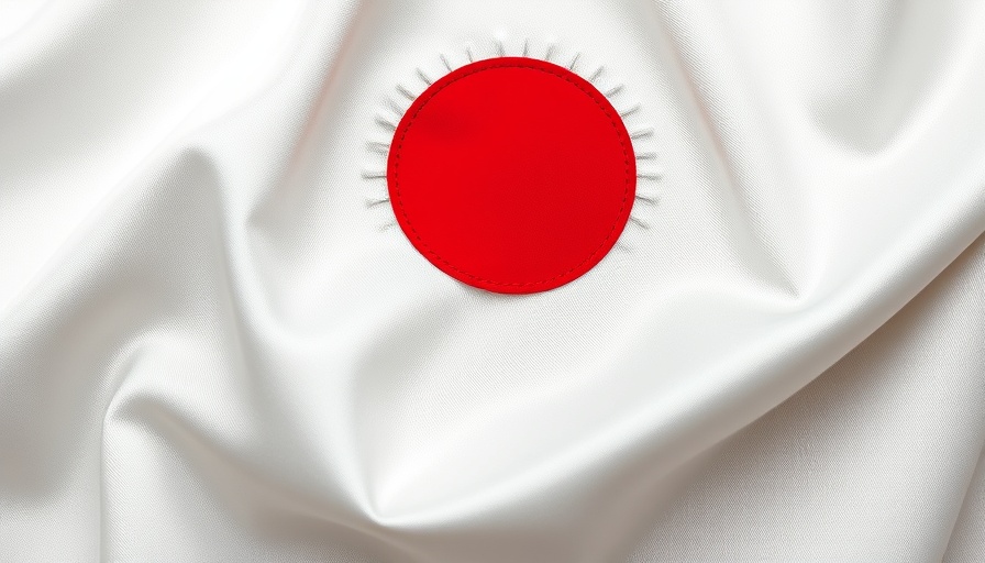 Close-up of the Japanese flag in silky texture.