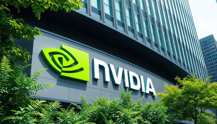 Nvidia building logo with green leaves in foreground, signifying UAE chip deal.