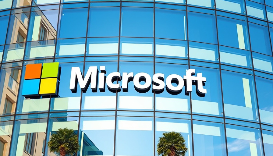 Microsoft office building with glass facade reflecting blue sky, highlighting Nvidia AI Chips context.