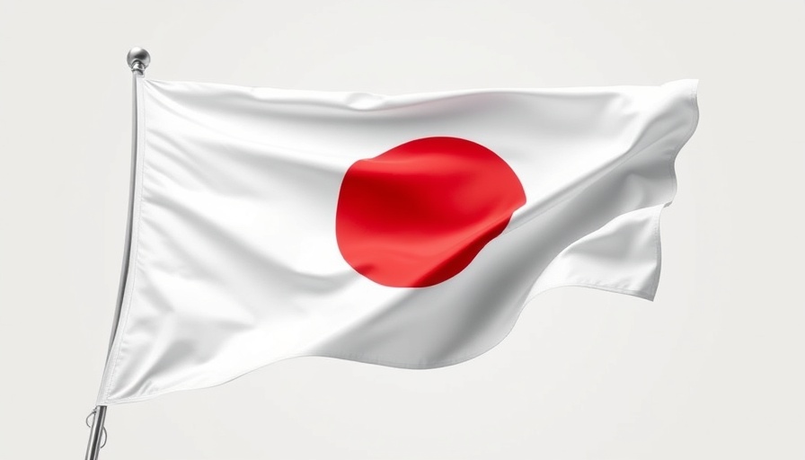 Japan flag with smooth texture, symbolizing AI integration.