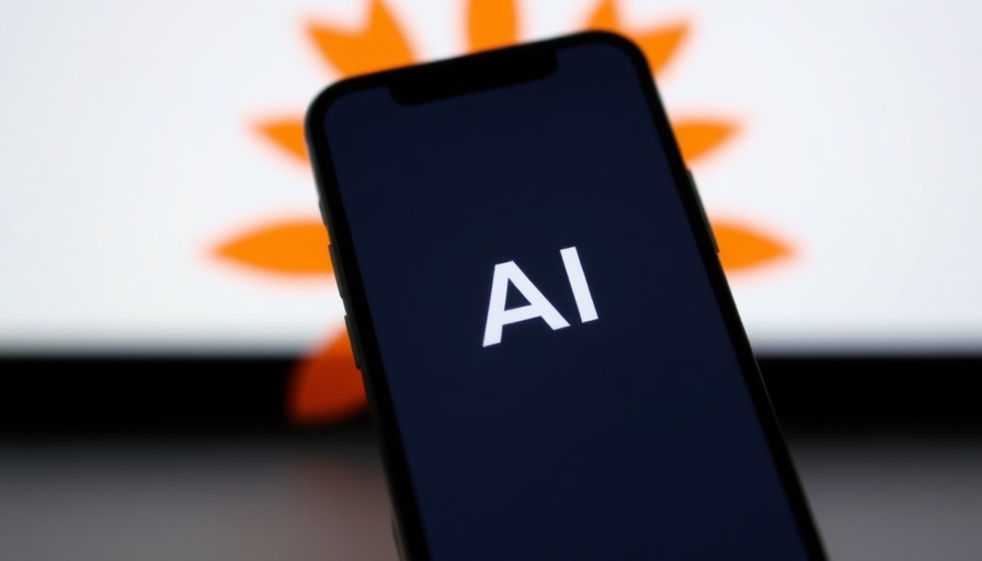 AI in the news: smartphone with AI on screen, sunburst logo.