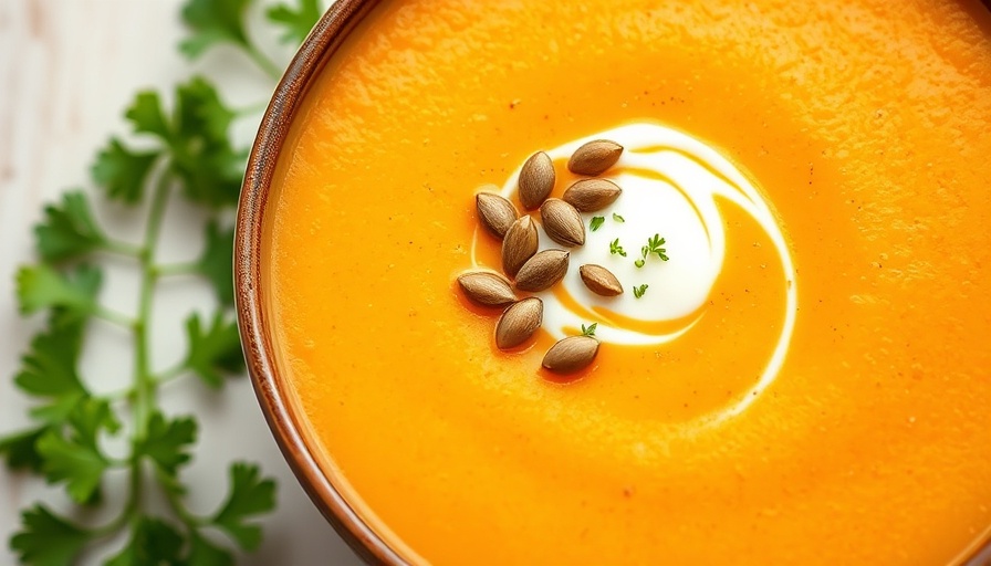 Creamy pumpkin soup in pot with garnish, perfect for pumpkin soup recipe.