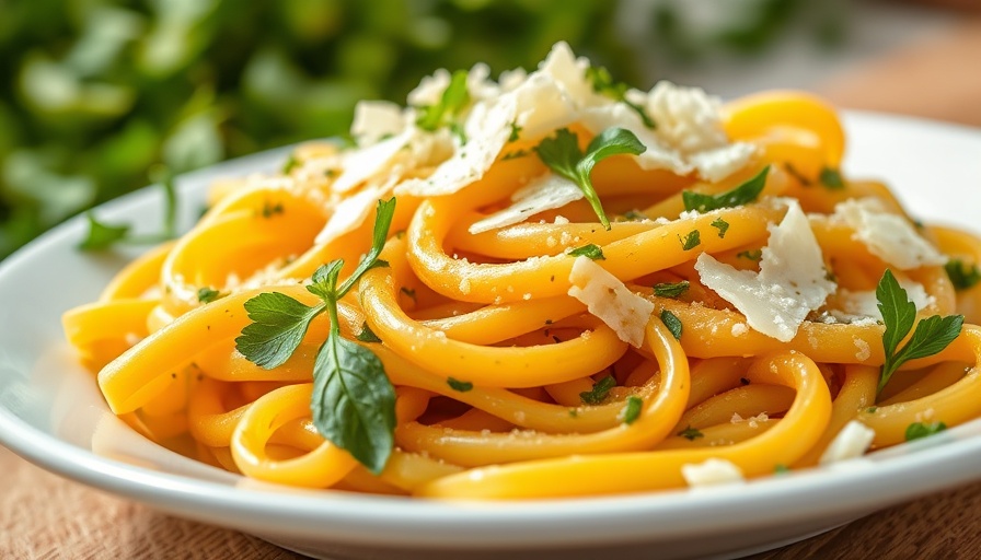 Ina Garten Rigatoni Recipe close-up on a white plate with herbs and cheese.
