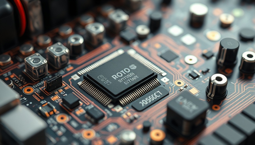 Close-up of computer motherboard showcasing microchips and components, AI agents.