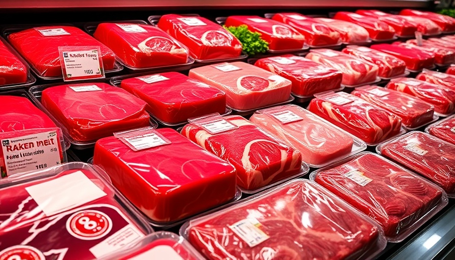 Packaged meat in supermarket with buying tips