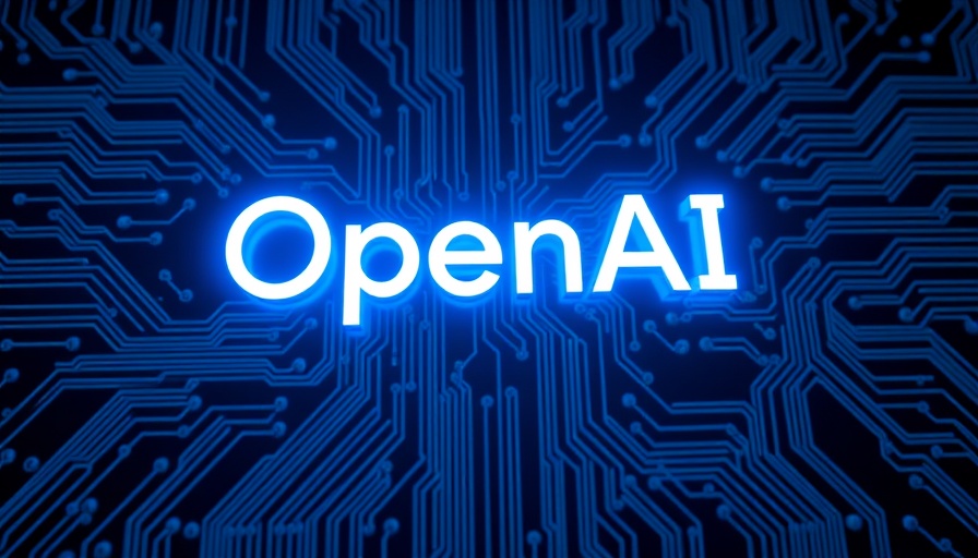 OpenAI logo with glowing circuitry background, futuristic theme.