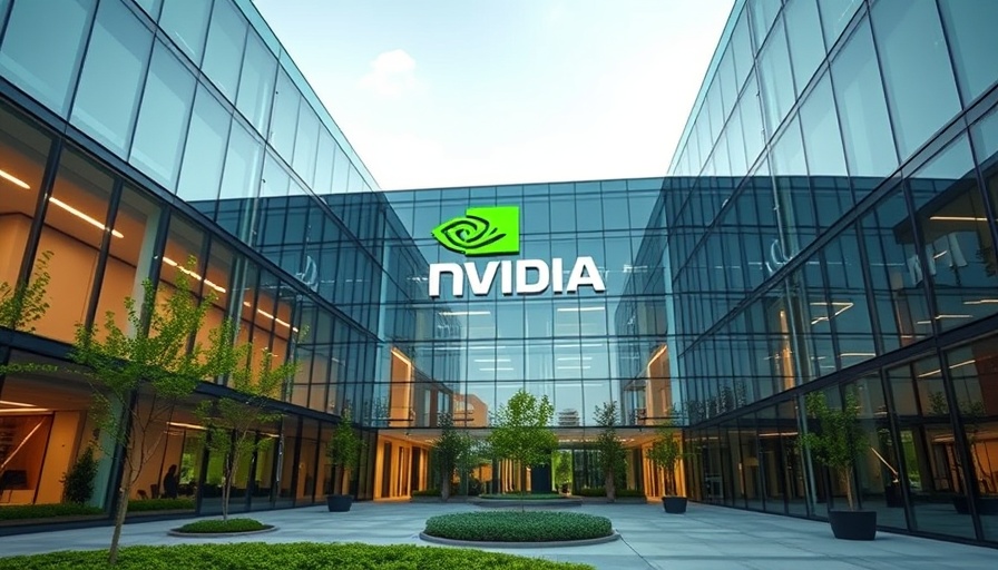 Futuristic structure at Nvidia HQ with prominent logo, Nvidia future stock predictions.