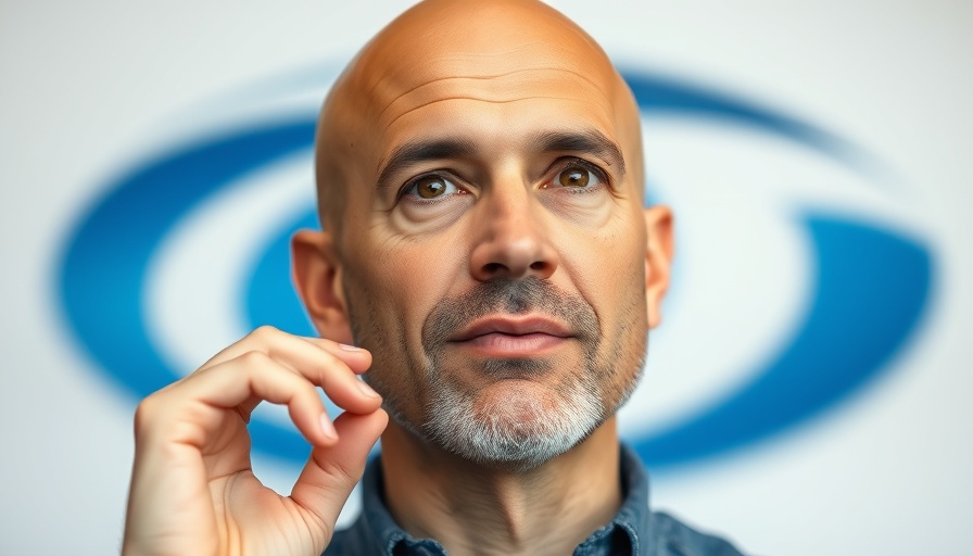 Microsoft AI presentation by bald man with blue logo.