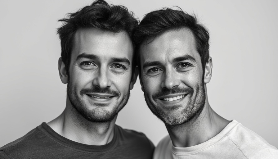 Portrait of two men, relaxed expression, close stance.