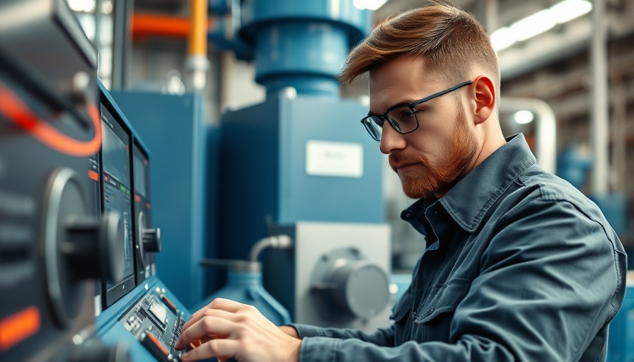 Engineer adjusting machine in industrial AI infrastructure.