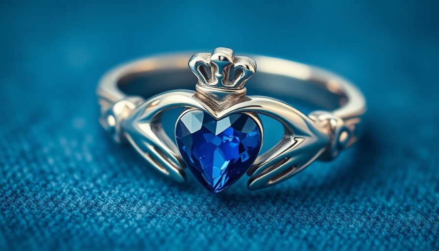 Beautiful silver Claddagh ring with a sapphire gemstone, ideal Irish gifts.