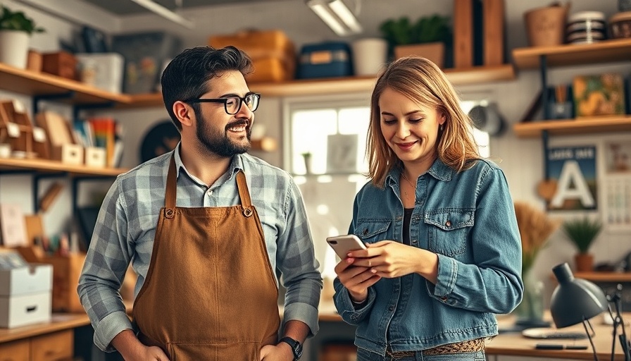 Two people in a studio workspace, promoting AI search visibility strategies.