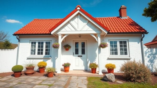 Charming house with red roof, ideal for selling your house to an investor.