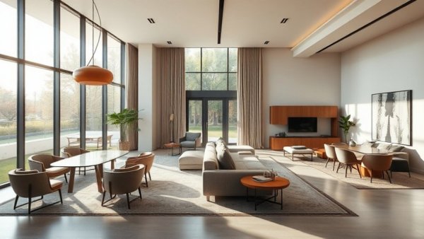 Include furniture in home sale, modern living and dining room.