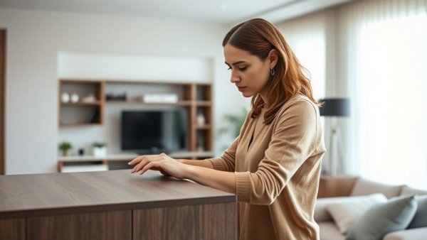Focused woman assembling furniture in modern living room, related to home improvements to skip before listing.