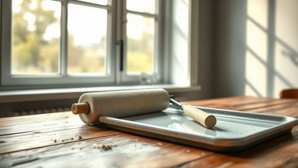 Painting tools on a table symbolize essential steps before selling your home.