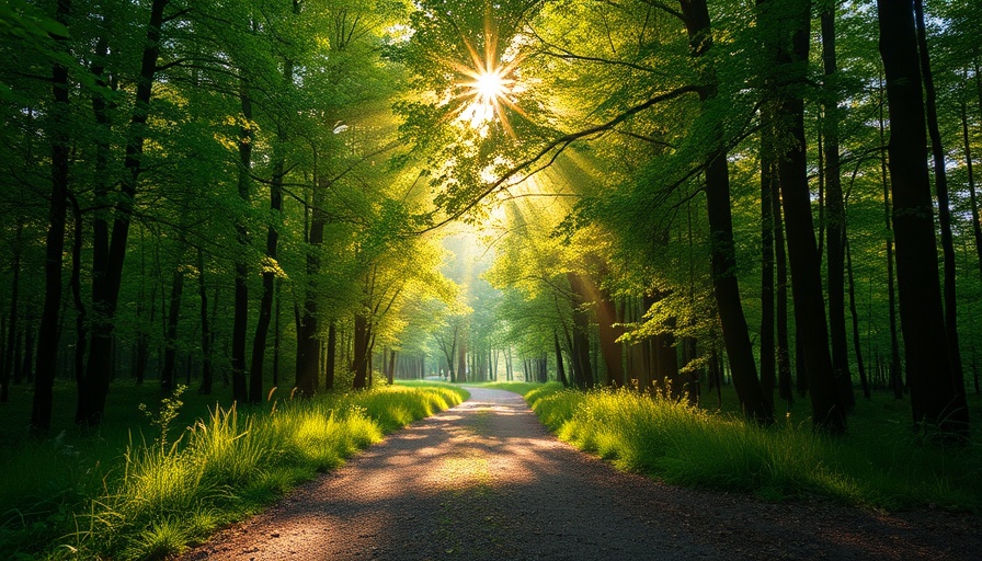 Serene forest path symbolizing long-term benefits of ethical real estate leadership.