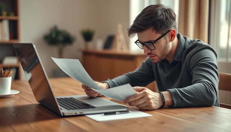 Close-up of hands analyzing documents beside laptop, illustrating unenforceable HOA rules.