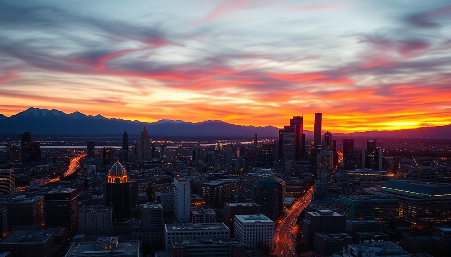 Salt Lake City skyline at sunset showcasing city activities.