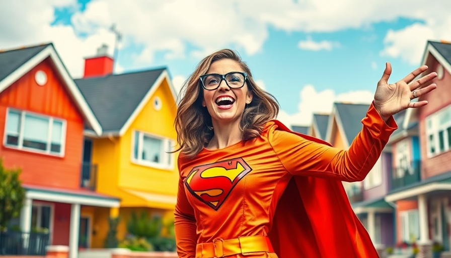 Real estate success for women depicted in pop art style with superhero theme.