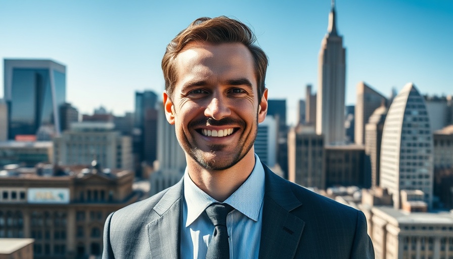 Keith Copley business headshot with cityscape background.