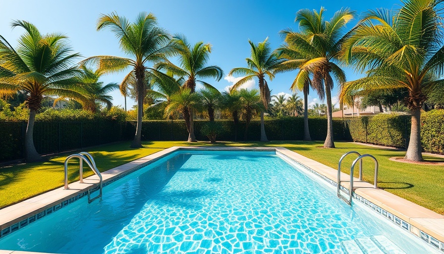 Backyard pool with palm trees in fenced yard. Does a Pool Increase Home Value?