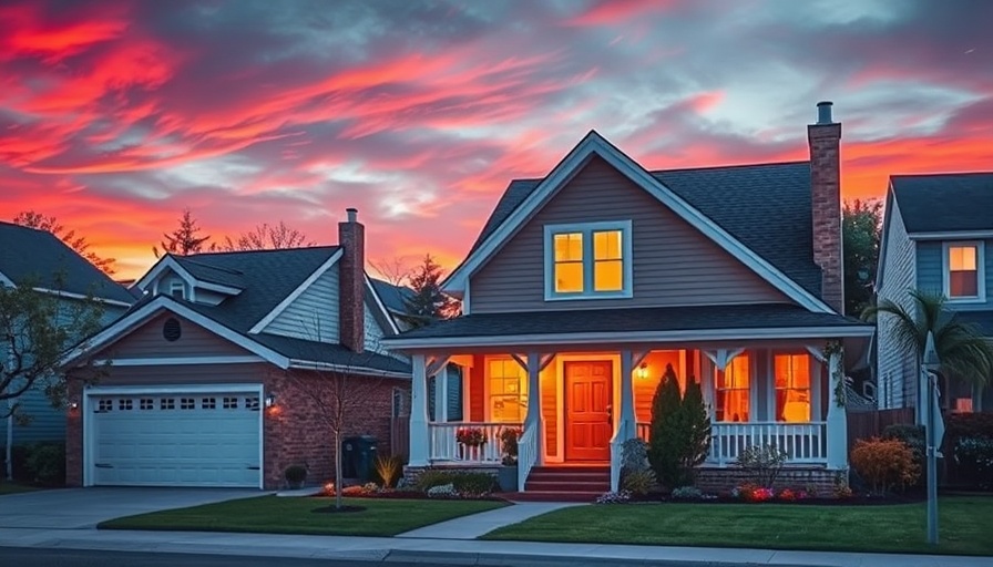 Charming suburban house reflecting evening ambiance.