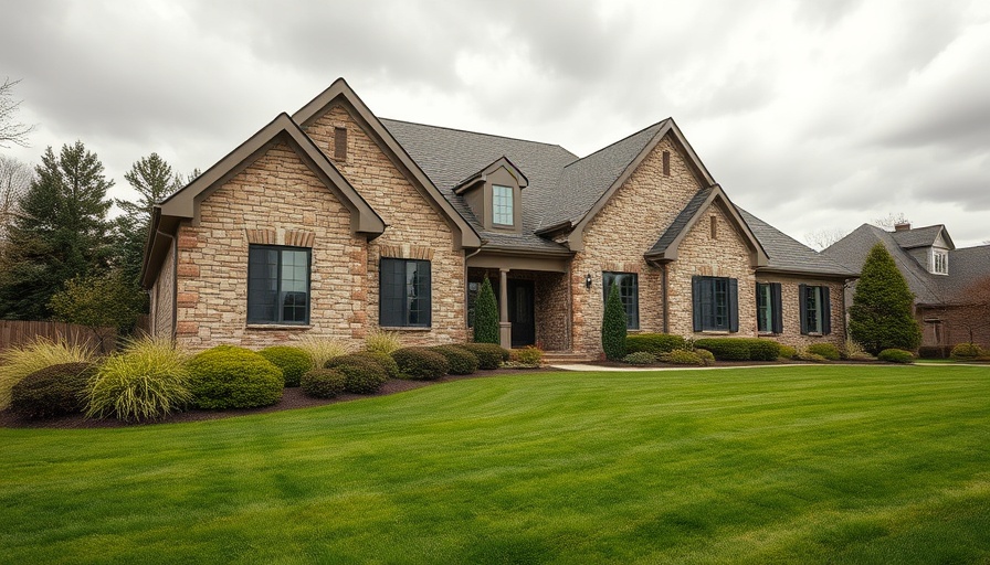 Stone and brick house for sale with manicured lawn, creative marketing approach.