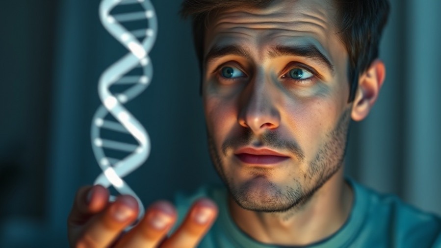 Thoughtful person examining a glowing DNA double helix, exploring their cultural identity.
