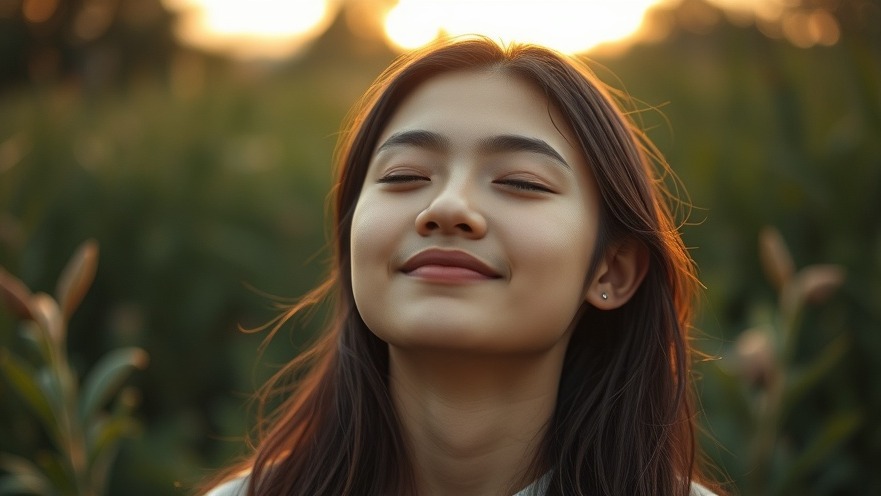 Young adult practicing mindfulness in a serene setting, embracing slow living.