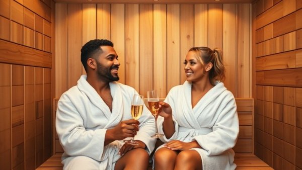 Luxurious all-inclusive escape Punta Cana: relaxing in wooden sauna.