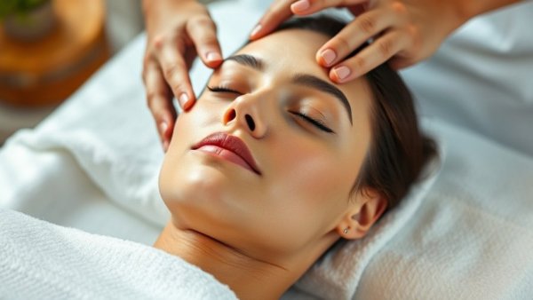 Corneotherapy facial massage in a spa setting.