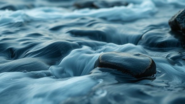 Serene flowing water over rocks symbolizing release from suffering.