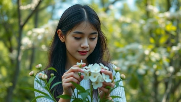 Young woman in nature for spring skin care support