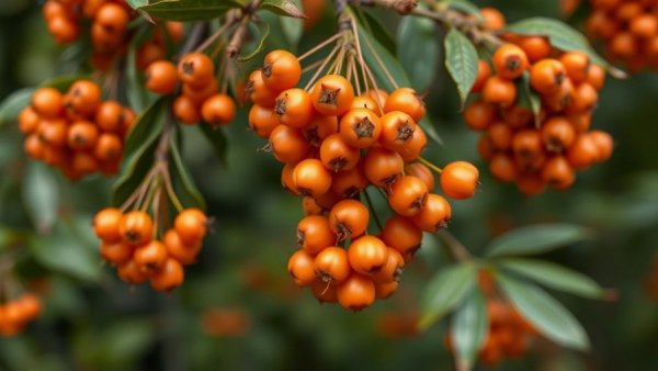 Sea buckthorn branches with vibrant orange berries highlighting skin benefits.