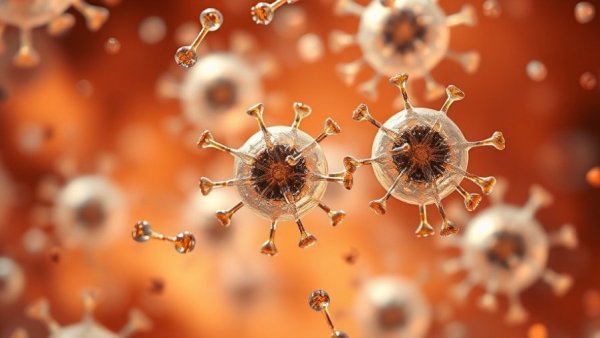 Engineered stem cells producing proteins in a microscopic environment.