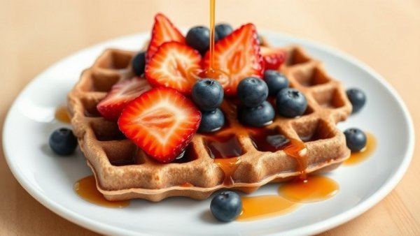 Buckwheat waffles with berries and syrup