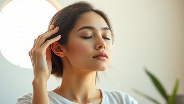 Young woman applying hydrating face mist with eyes closed in bright room.