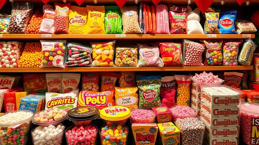 Vibrant candy store filled with a variety of colorful candies.