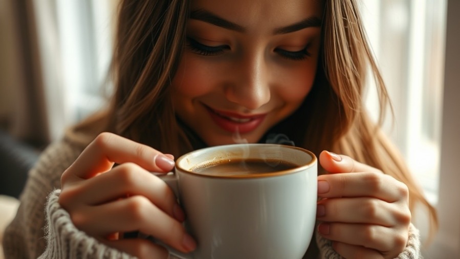 Young woman enjoying healthy hot chocolate in a cozy morning setting