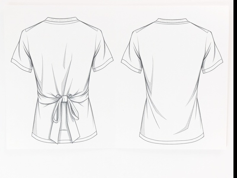 Sketch designs of reversible tee showcasing front and back views.